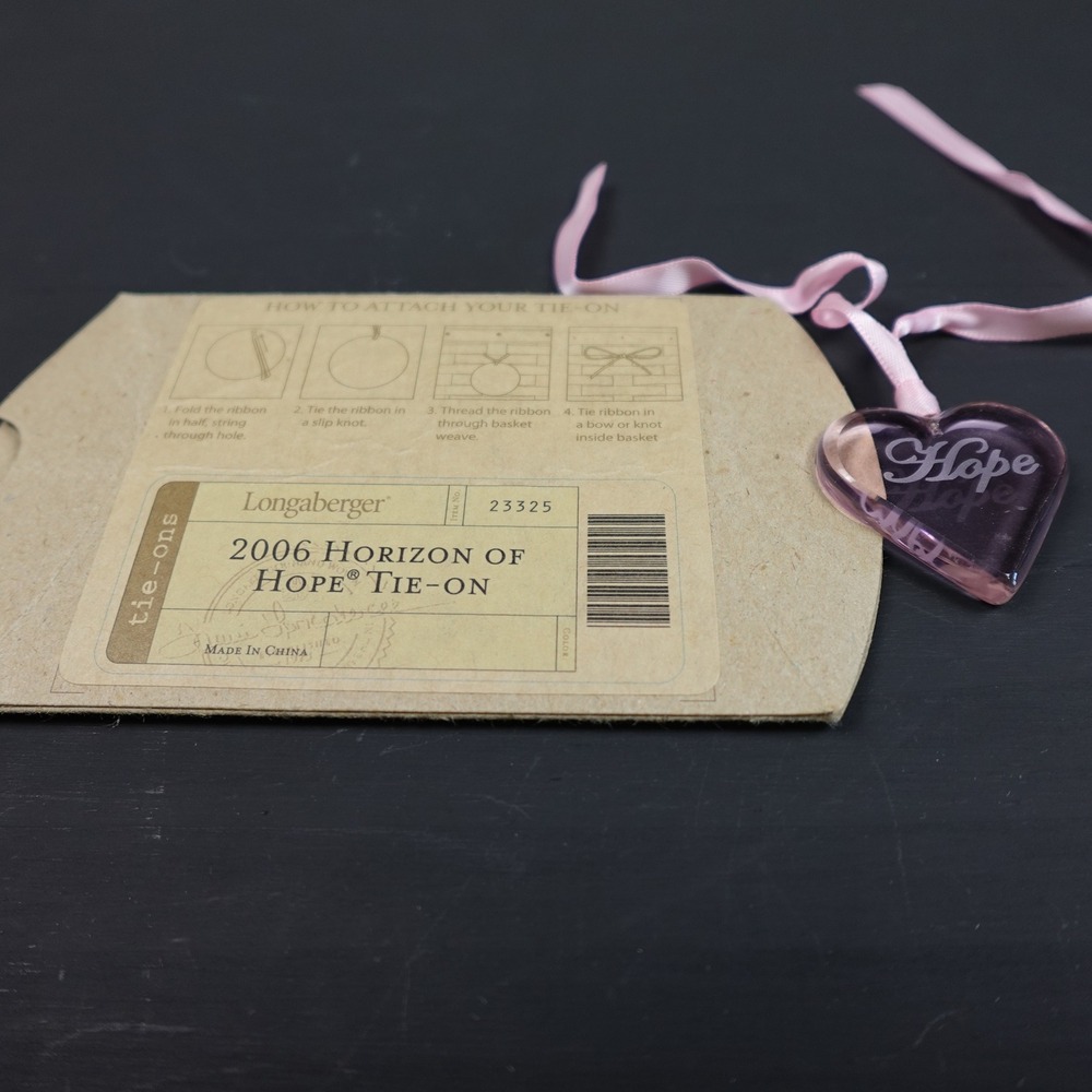 Longaberger 2006 Horizon of Hope Basket Tie On Pink Acrylic Heart Charm 23325